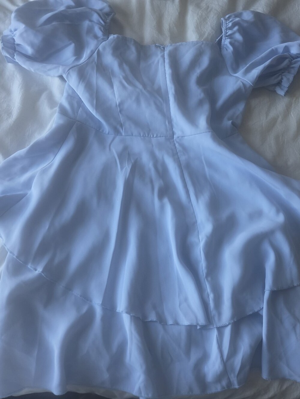 Light Blue Off-Shoulder Ruffle Mini Dress - Picture 2 of 4